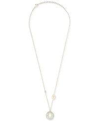 Mother-of-Pearl (10mm) & Cubic Zirconia Hamsa Hand & Evil Eye Pendant Necklace in 14k Gold-Plated Sterling Silver, 16" + 2" extender