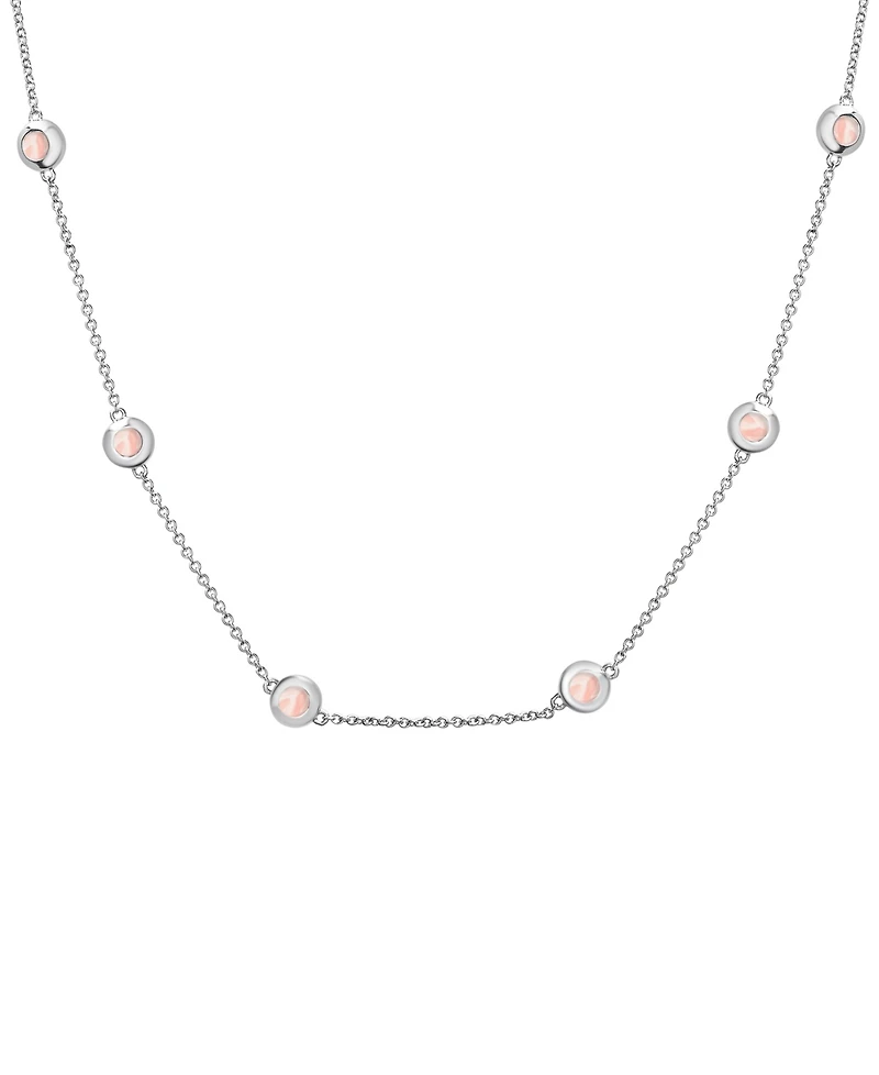 Mother-of-Pearl Station Collar Necklace in Sterling Silver, 17" + 1" extender