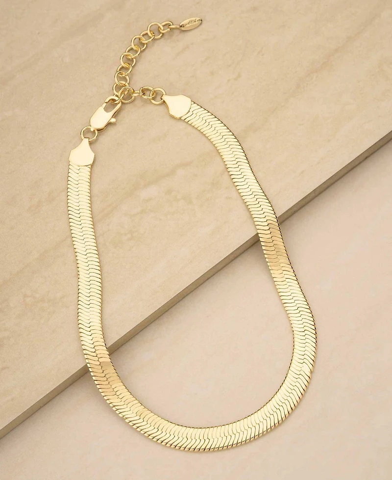 Ettika Gold-Plated Flat Snake Chain Necklace