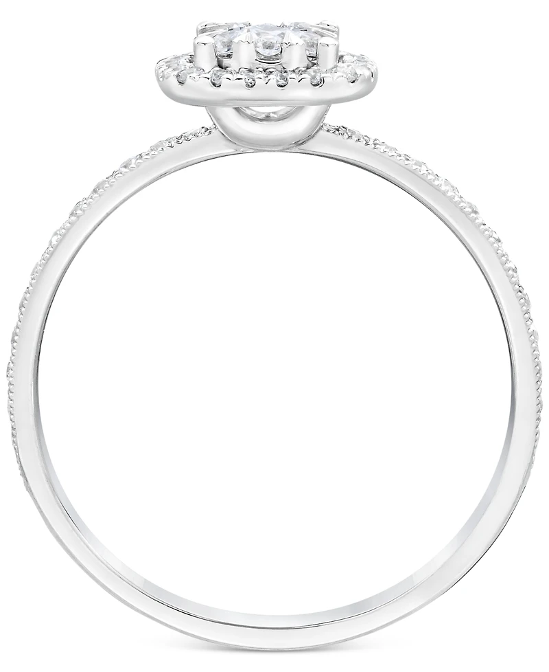 Diamond Halo Cluster Diamond Engagement Ring (3/8 ct. t.w.) in 14k White Gold