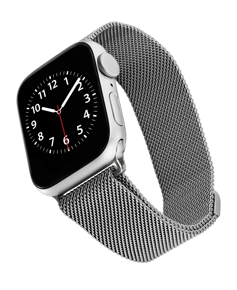 WITHit Silver-Tone Stainless Steel Mesh Band designed for Apple Watch 42mm (Series 10) & 38/40/41mm