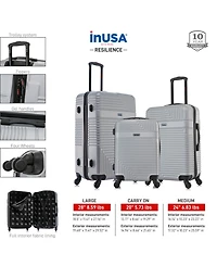 InUSA Resilience Lightweight Hardside Spinner Luggage Set, 3 piece