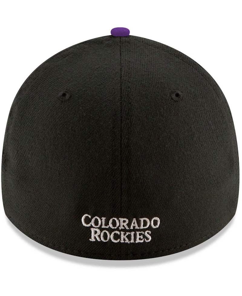 Men's Black Colorado Rockies Game Team Classic 39THIRTY Flex Hat