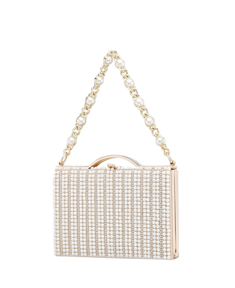 Nina Women's Imitation Pearl and Crystal Minaudiere