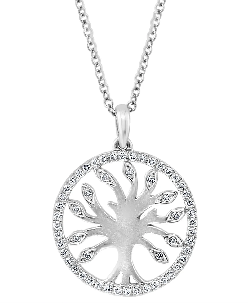 Effy Diamond Tree 18" Pendant Necklace (1/4 ct. t.w.) in Sterling Silver