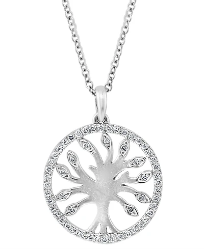 Effy Diamond Tree 18" Pendant Necklace (1/4 ct. t.w.) in Sterling Silver