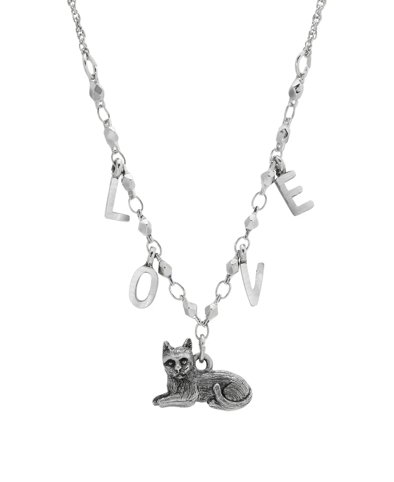 2028 Cat with Love Initials Necklace