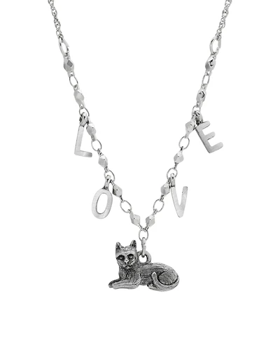 2028 Cat with Love Initials Necklace