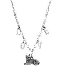 2028 Cat with Love Initials Necklace