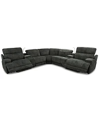 Sebaston -Pc. Fabric Sectional with 2 Power Motion Recliners and Usb Consoles