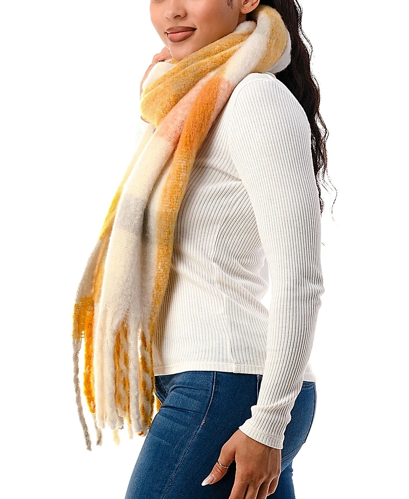 Marcus Adler Women's Plaid Fringe-Trim Blanket Scarf