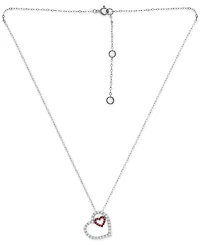 Giani Bernini Lab-Grown Ruby & Cubic Zirconia Heart-in-Heart Pendant Necklace in Sterling Silver, 16" + 2" extender, Created for Macy's