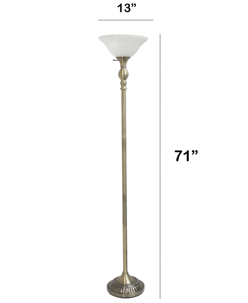 Lalia Home Classic 1 Light Torchiere Floor Lamp with Marbleized Glass Shade