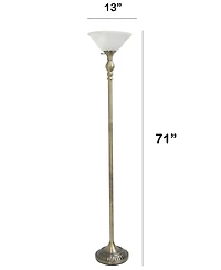 Lalia Home Classic 1 Light Torchiere Floor Lamp with Marbleized Glass Shade