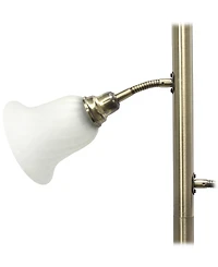 Lalia Home Torchiere Floor Lamp with 2 Reading Lights and Scalloped Glass Shades