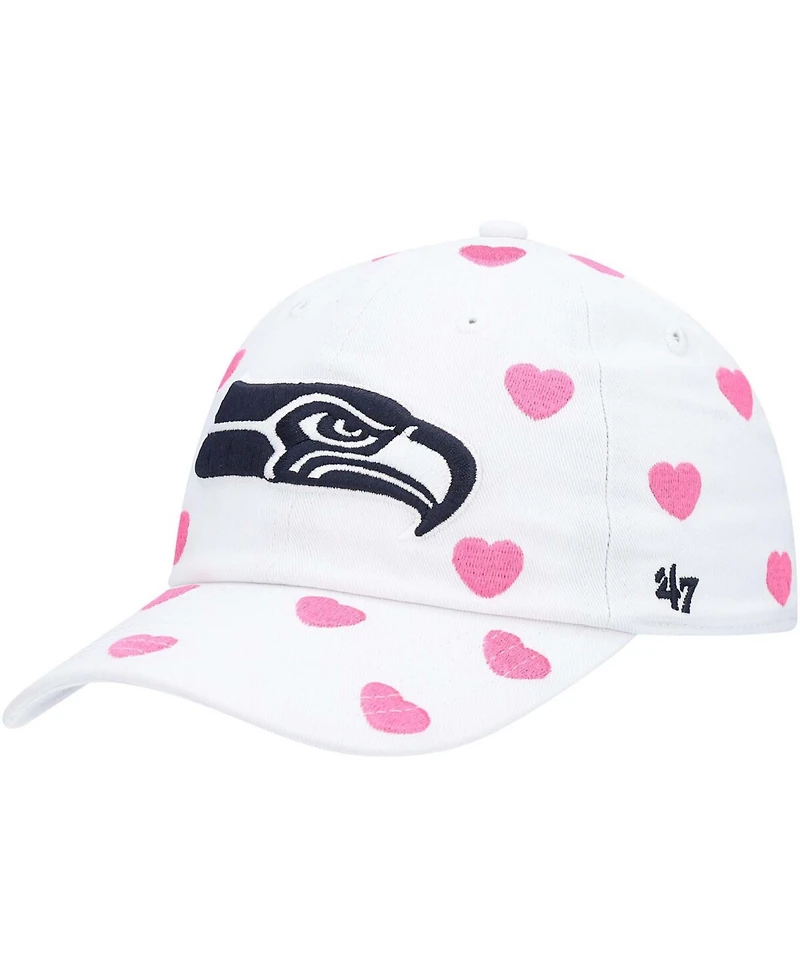 Little Girls White Seattle Seahawks Surprise Clean Up Adjustable Hat