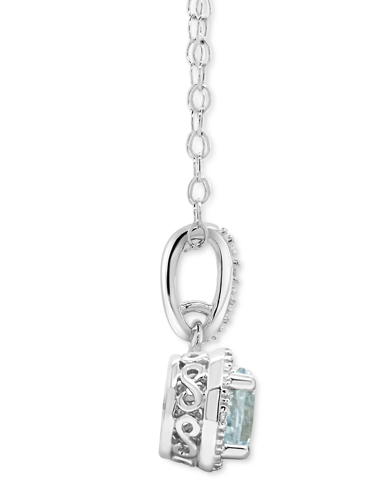 Aquamarine Solitaire 18" Pendant Necklace (3/8 ct. t.w.) Sterling Silver