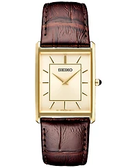 Seiko Men's Essentials Brown Leather Strap Watch 29mm