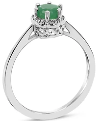 Emerald Six Prong Solitaire Ring (5/8 ct. t.w.) Sterling Silver (Also Ruby & Sapphire)