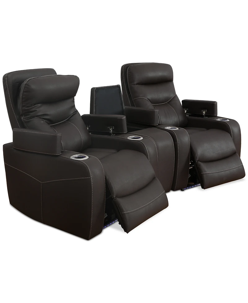 Jabarr 3-Pc. Beyond Leather Theater Seating with 1 Console, Created for Macy's