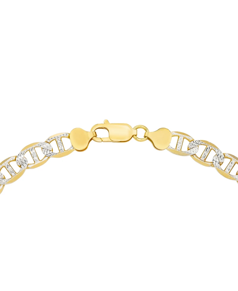 Men's Two-Tone Diamond Cut Mariner Link 24" Chain Necklace in Sterling Silver & 14k Gold-Plate