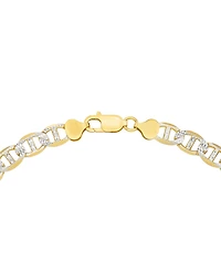 Men's Two-Tone Diamond Cut Mariner Link 24" Chain Necklace in Sterling Silver & 14k Gold-Plate