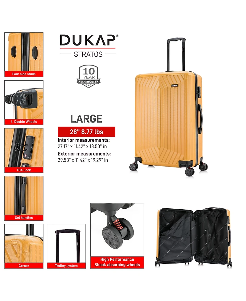 Dukap Stratos Lightweight Hardside Spinner Luggage, 28"