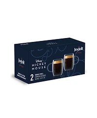 JoyJolt Disney Mickey and Pluto Aroma Glass Espresso Mugs, Set of 2