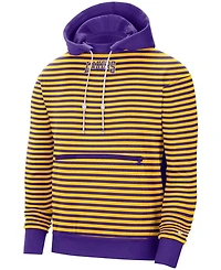 Men's Gold-Tone, Purple Los Angeles Lakers 75th Anniversary Courtside Striped Pullover Hoodie