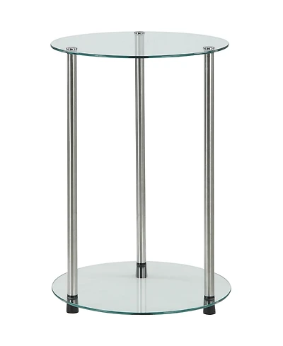Convenience Concepts 15.75" Glass Designs2Go 2 Tier Round End Table