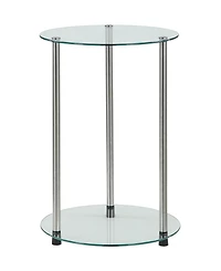 Convenience Concepts 15.75" Glass Designs2Go 2 Tier Round End Table