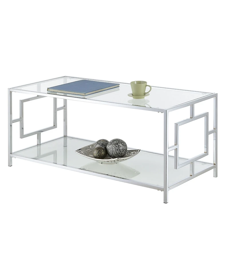 Convenience Concepts 42" Chrome Town Square Coffee Table with Shelf