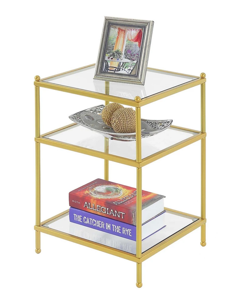 Convenience Concepts 16.25" Glass Royal Crest 3 Tier End Table