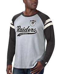 Men's Silver and Black Las Vegas Raiders Throwback League Raglan Long Sleeve Tri-Blend T-shirt
