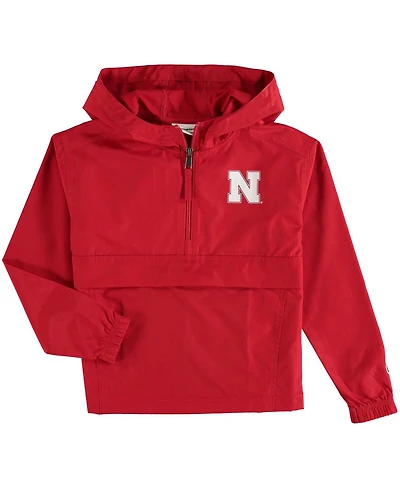 Big Boys and Girls Scarlet Nebraska Huskers Pack and Go Quarter-Zip Windbreaker Jacket