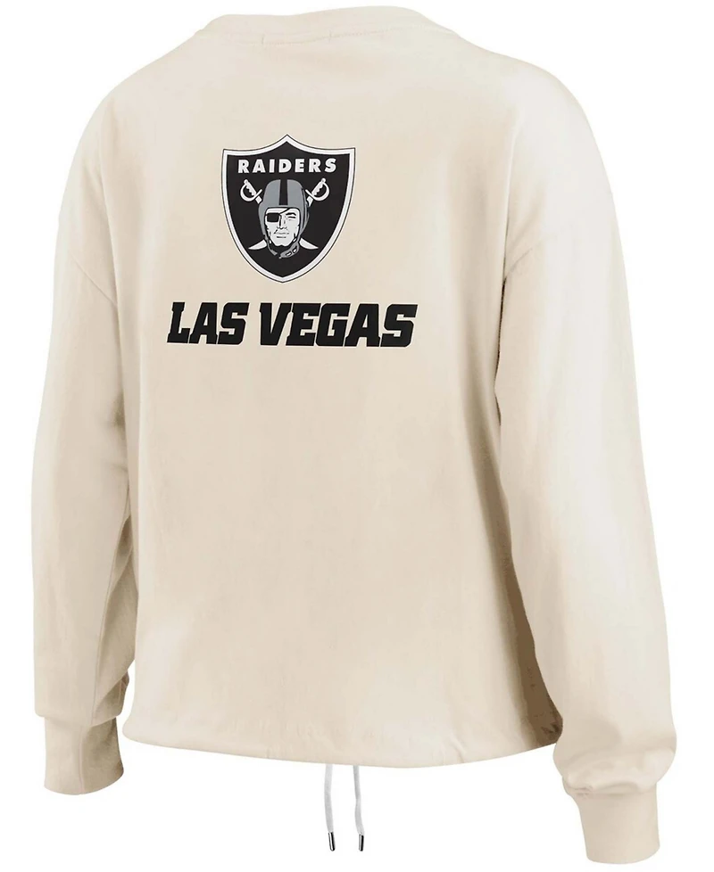 Women's Oatmeal Las Vegas Raiders Long Sleeve Crop Top Shirt