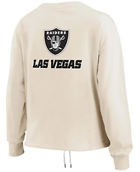 Women's Oatmeal Las Vegas Raiders Long Sleeve Crop Top Shirt