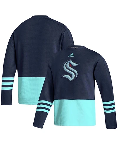 Men's Deep Sea Blue Seattle Kraken Logo Aeroready Pullover Sweater