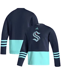Men's Deep Sea Blue Seattle Kraken Logo Aeroready Pullover Sweater
