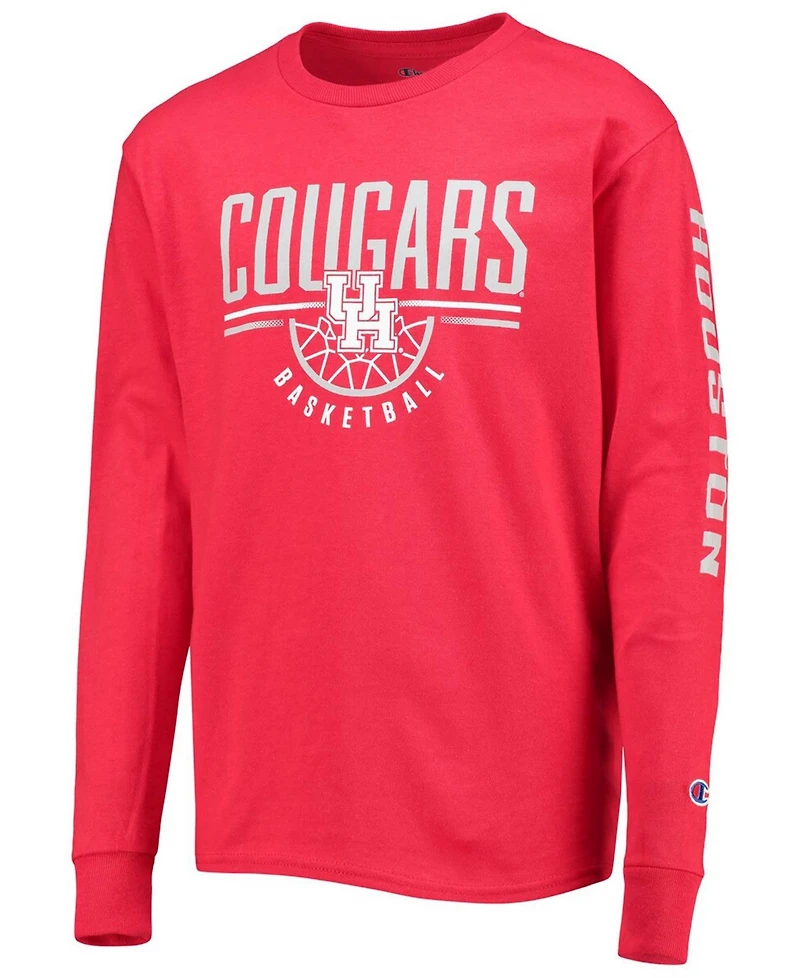 Big Boys and Girls Scarlet Houston Cougars Basketball Long Sleeve T-shirt