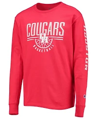 Big Boys and Girls Scarlet Houston Cougars Basketball Long Sleeve T-shirt