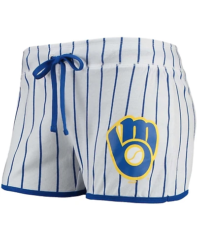 Women's White and Royal Milwaukee Brewers Vigor Sleep Shorts