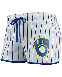 Women's White and Royal Milwaukee Brewers Vigor Sleep Shorts