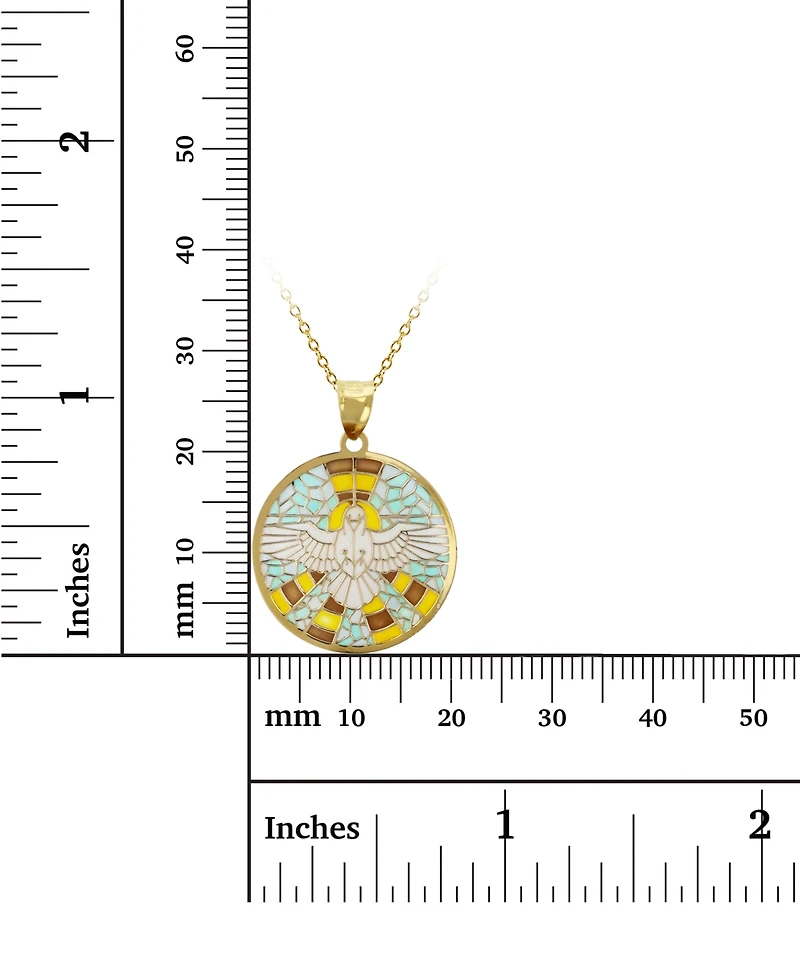 Enamel Landing Dove 18" Pendant Necklace in 14k Gold
