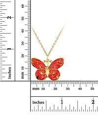 Enamel Butterfly 18" Pendant Necklace in 14k Gold
