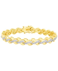 Diamond Accent X Weave Bracelet Fine Gold Plate or Silver
