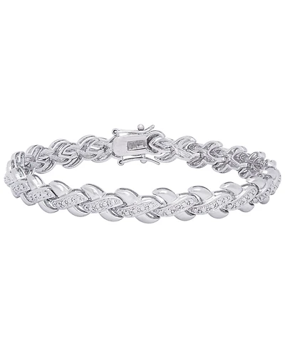 Diamond Accent X Weave Bracelet in Fine Gold Plate or Fine Silver Plate