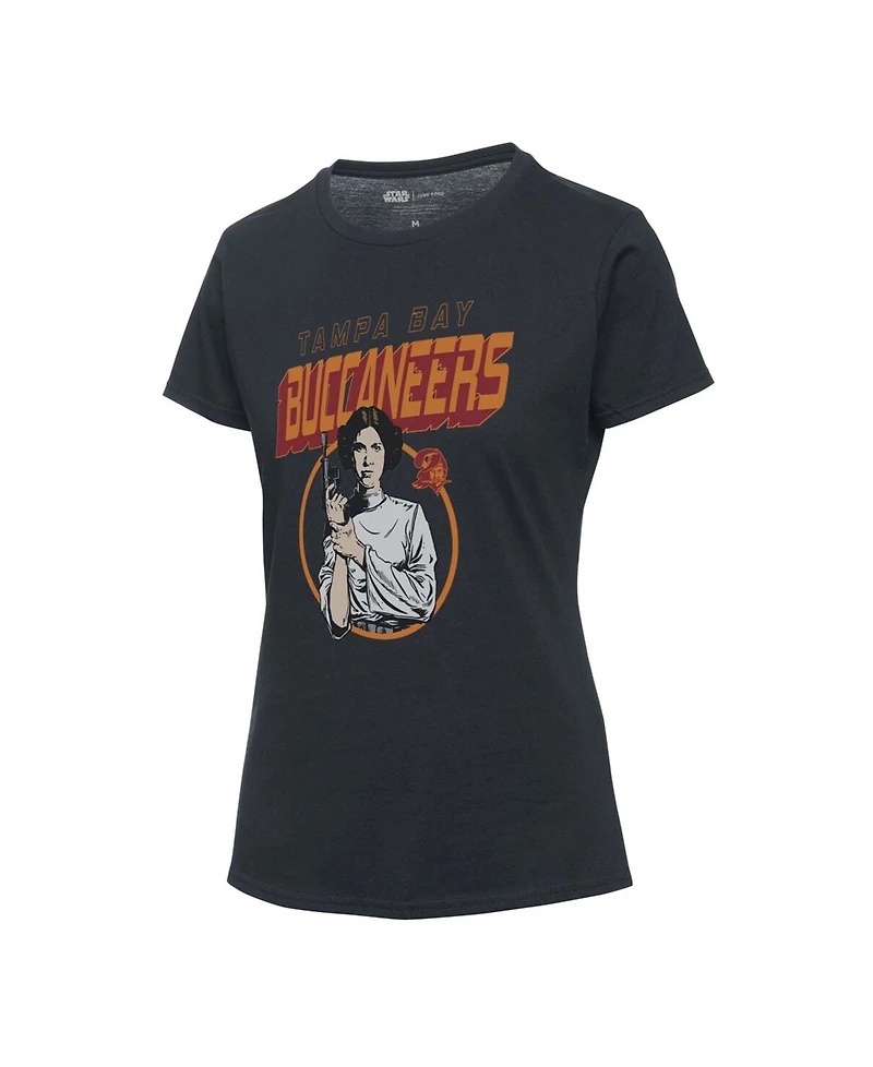 Women's Black Tampa Bay Buccaneers Disney Star Wars Princess Leia T-shirt