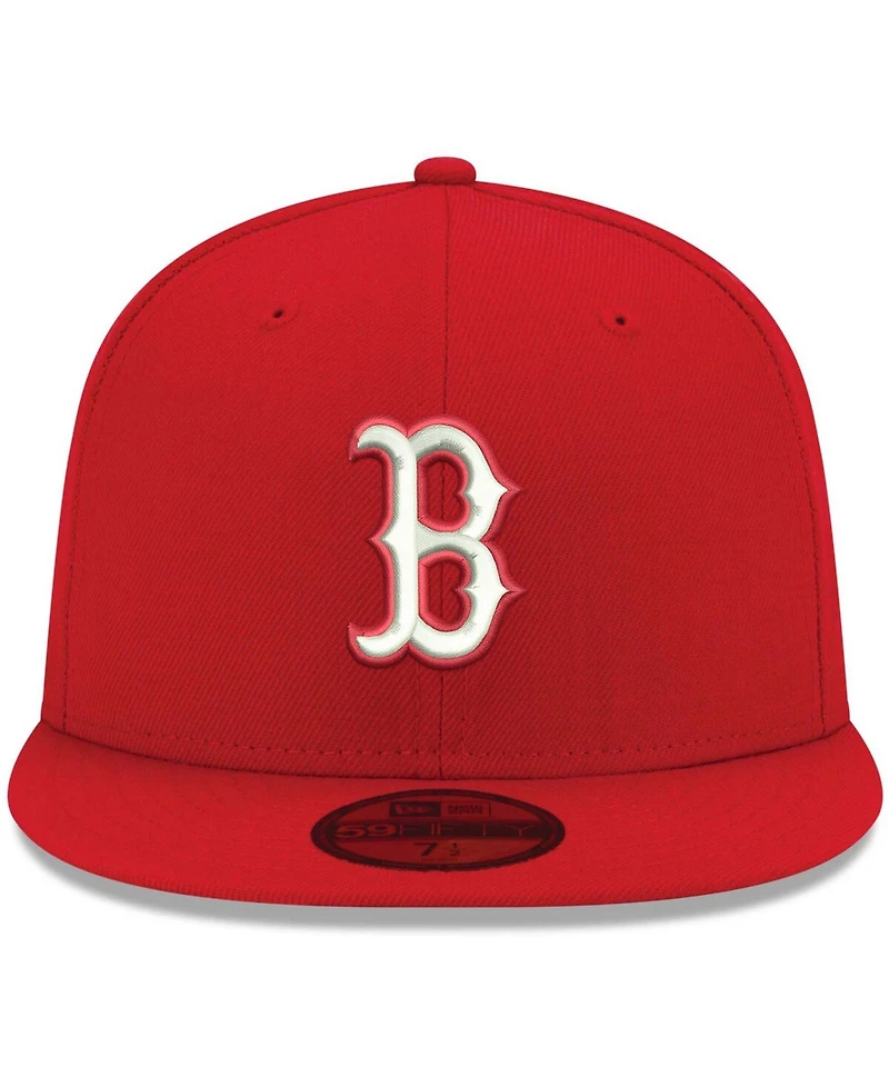 Men's Red Boston Sox Logo White 59FIFTY Fitted Hat