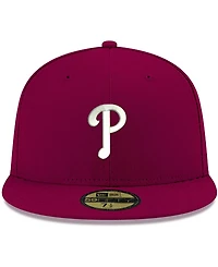 Men's Cardinal Philadelphia Phillies Logo White 59FIFTY Fitted Hat